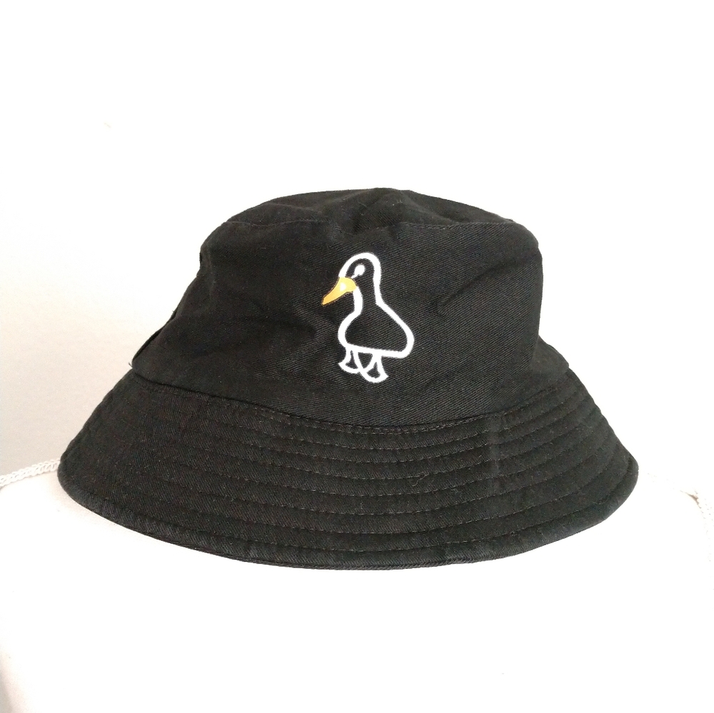 Cartoon Duck Bucket Hat Sun Hat Boys Girls Ages 10-16 Black